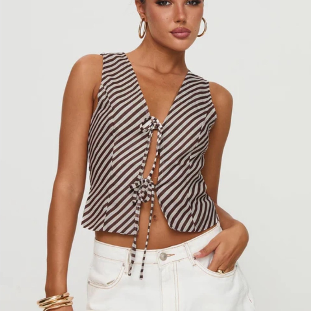 Princess Polly Lishar Top Brown Stripe